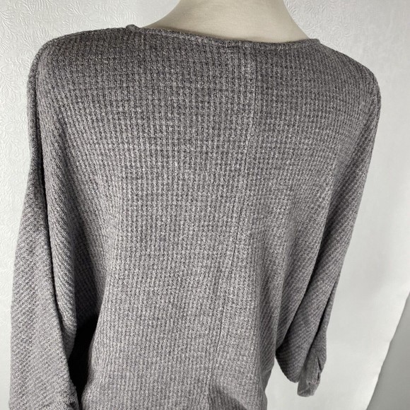 THML Sz M Cropped Gray Waffle Knit Sweater - Picture 9 of 12